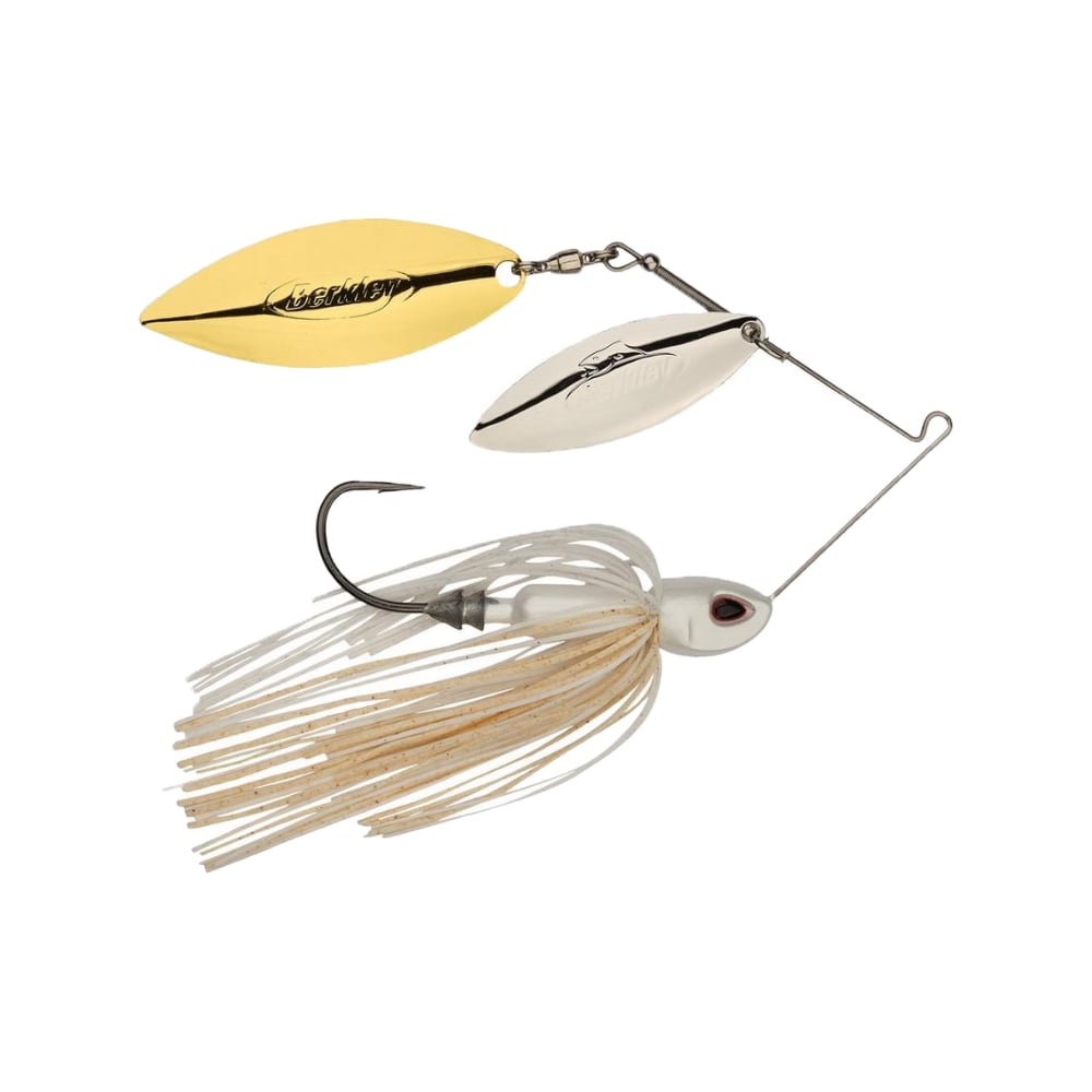 Berkley Power Blade Compact Double Willow Spinnerbait White Silver/Gold