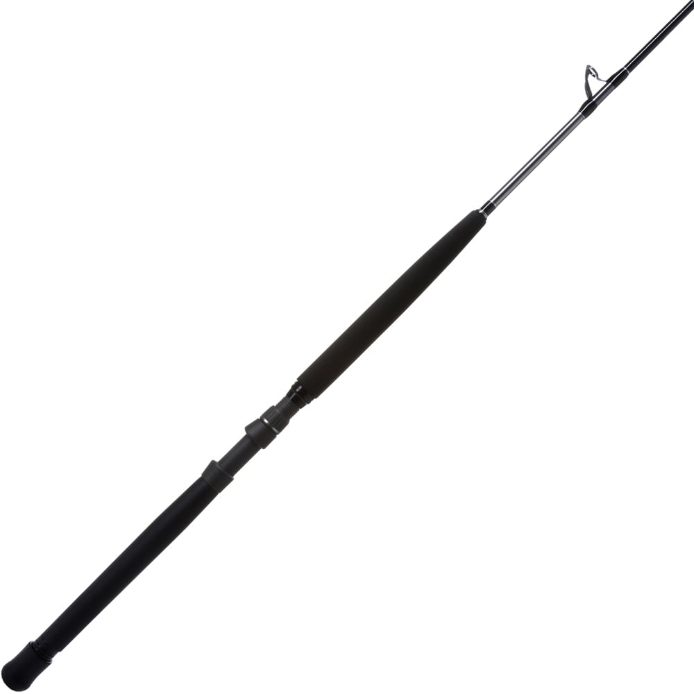 The Shimano Terez BW Conventional Slick Butt Rod 7'0" Medium Heavy (TZBWC70MHSBA) by Shimano features a sleek black design with foam grip, reel seat, and metal tip guide—perfect for anglers seeking a reliable offshore rod.