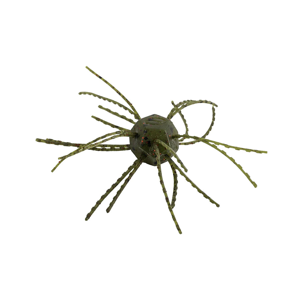 A green, spherical Strike King Tumbleweed Salted 3" fishing lure with thin, wavy strands for lifelike action is showcased on a plain white background. Available in a 4-pack from Strike King.