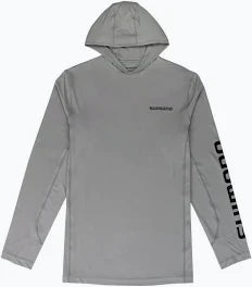 Shimano Long Sleeve Hooded Performance Tee - Dark Gray - Small