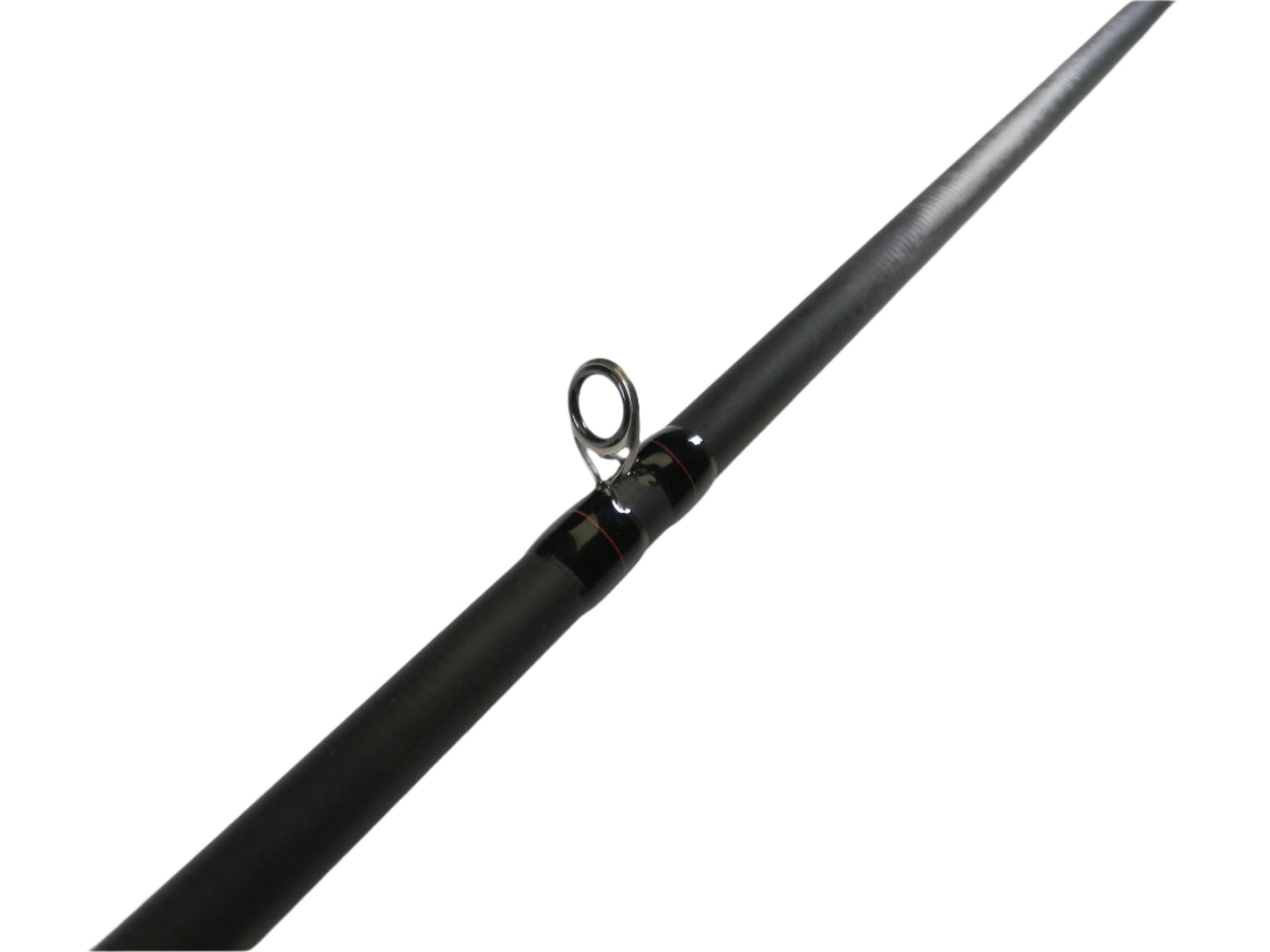 Close-up of an Edge Rods LMX MBR 703-1, a 7'0" medium light full grip casting rod in excellent condition. It features a black rod and metallic guide loop for threading line. Trade in used gear through our Rod and Reel Trade-In Program and earn store credit for your next upgrade.