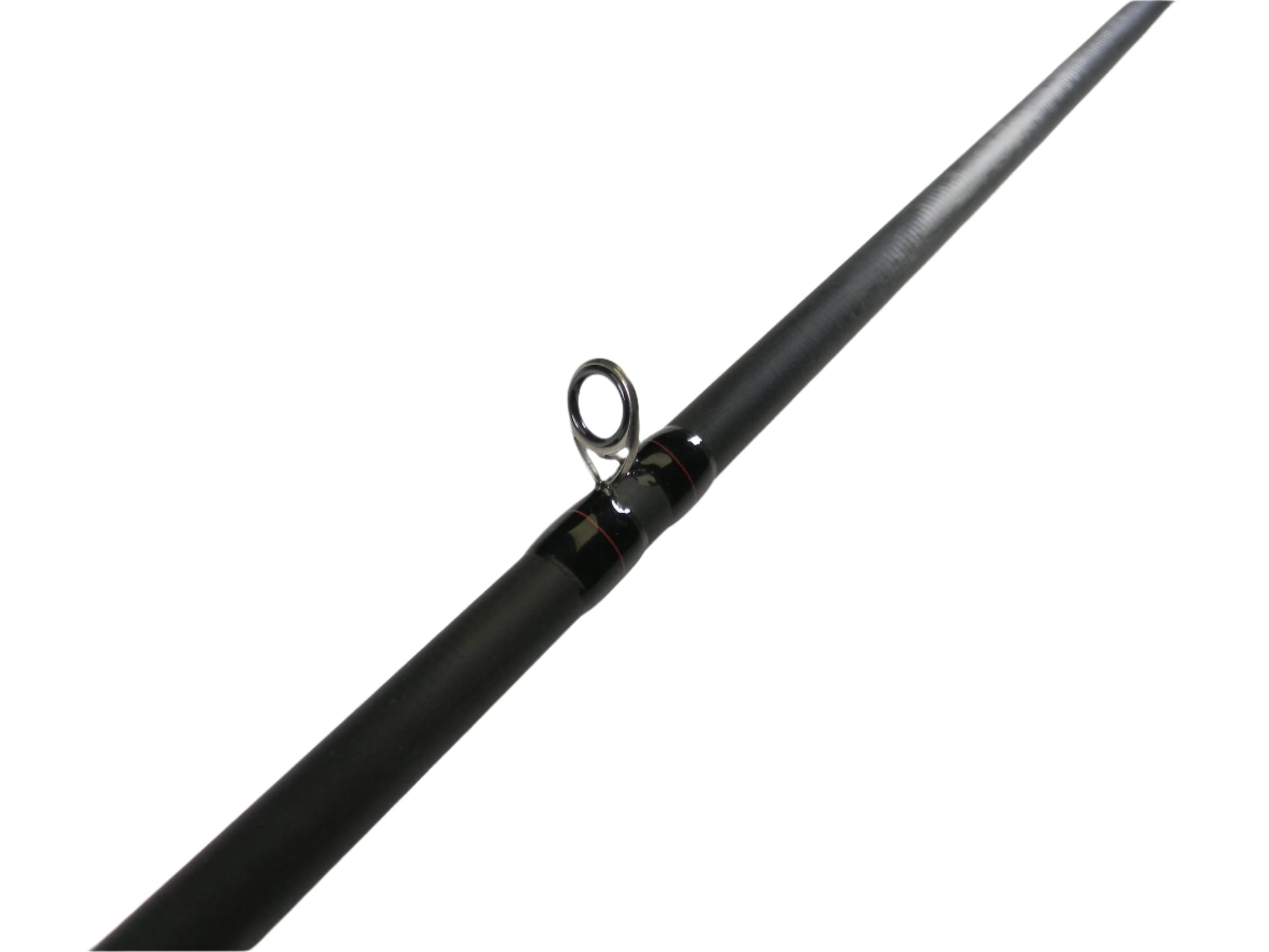 Close-up of an Edge Rods LMX MBR 703-1, a 7'0" medium light full grip casting rod in excellent condition. It features a black rod and metallic guide loop for threading line. Trade in used gear through our Rod and Reel Trade-In Program and earn store credit for your next upgrade.
