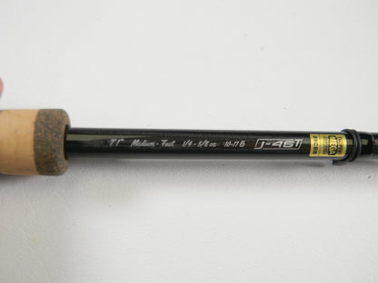 A close-up of a 13 Fishing Envy Black 3 EB3C71M 7'1" Medium Used Casting Rod in excellent condition with specs and labeling, perfect for rod and reel trade-in or evaluating used gear for store credit.
