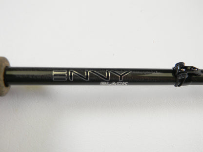 A close-up of a 13 Fishing Envy Black 3 EB3C71M 7'1" Medium Casting Rod in excellent used condition, featuring "ENVY" and "BLACK" on the black rod, set against a white background.