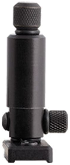 A close-up of the HHA Sports HHA Bow Sight Light Blue Burst With Rheostat, a black metal adjustable mounting adapter with knurled knobs for attaching accessories like fiber optic wrap to tripods, stands, or camera gear.
