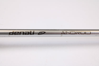 A close-up of the Denali Android ADC703WJ 7'0" Medium Heavy Used Casting Rod in good condition with "Denali" and "ANDROID" printed on it, ideal for trade-in toward store credit when upgrading your fishing gear.