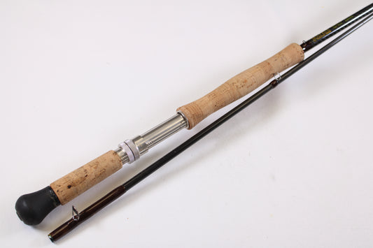 The American Tackle Matrix 10'6" 10WT 2 Piece Used Fly Rod (Excellent Condition) is shown partially disassembled, highlighting the quality of pre-owned gear available through our Rod and Reel Trade-In Program.