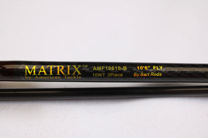 Close-up of an American Tackle Matrix 10'6" 10WT 2 Piece used fly rod in excellent condition—ideal for anglers seeking quality pre-owned gear or participating in our Rod and Reel Trade-In Program.