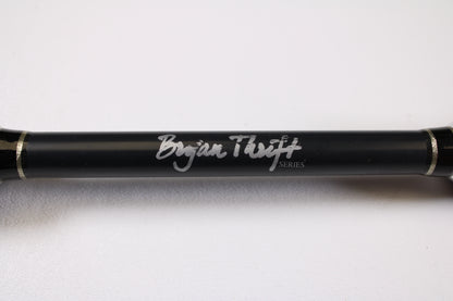 Close-up of a Fitzgerald Bryan Thrift TCB74H 7'4" Heavy Crankbait Used Casting Rod in good condition, ideal for those considering our Rod and Reel Trade-In Program or seeking store credit for used gear.