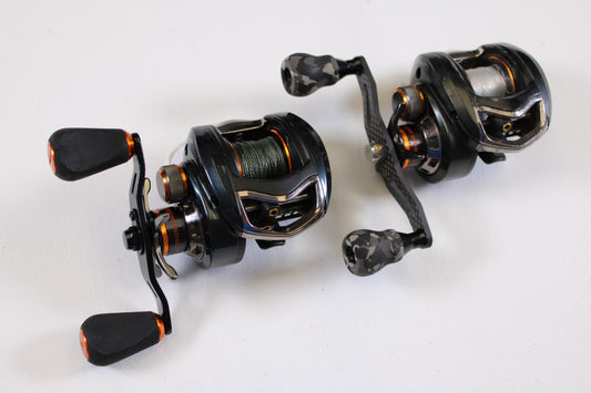 Two Pflueger Supreme XT used casting reels (SUPXT71LP 7.1:1 RH and SUPXT64LP 6.4:1 RH), in good condition, are ready for your next trip—upgrade with our Rod and Reel Trade-In Program or shop quality used gear for store credit.