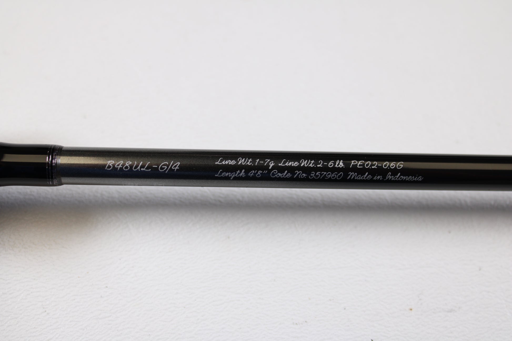 Close-up of a Shimano Cardiff Steam Premium B48UL-G/4 4'8" Ultra Light 4pc Used Casting Rod in mint condition—perfect for upgrading with our Rod and Reel Trade-In Program for store credit on used Shimano gear.