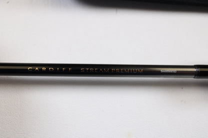 A close-up of a Shimano Cardiff Steam Premium B48UL-G/4 4'8" Ultra Light 4pc used casting rod in mint condition, perfect for anglers considering the Rod and Reel Trade-In Program or upgrading gear for store credit.