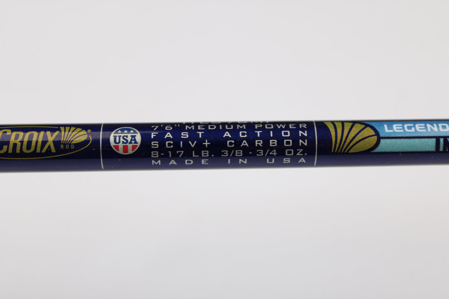 Close-up of St. Croix Legend Tournament Inshore ITLS76MF 7'6" Medium Used Spinning Rod (Mint), ideal for our rod and reel trade-in program—exchange your used gear for store credit on your next purchase.