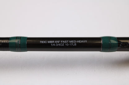 Close-up of the G. Loomis Conquest CNQ 783C MBR 6'6" Medium Heavy Used Casting Rod in excellent condition—ideal for upgrading via our Rod and Reel Trade-In Program to earn store credit for your used gear.