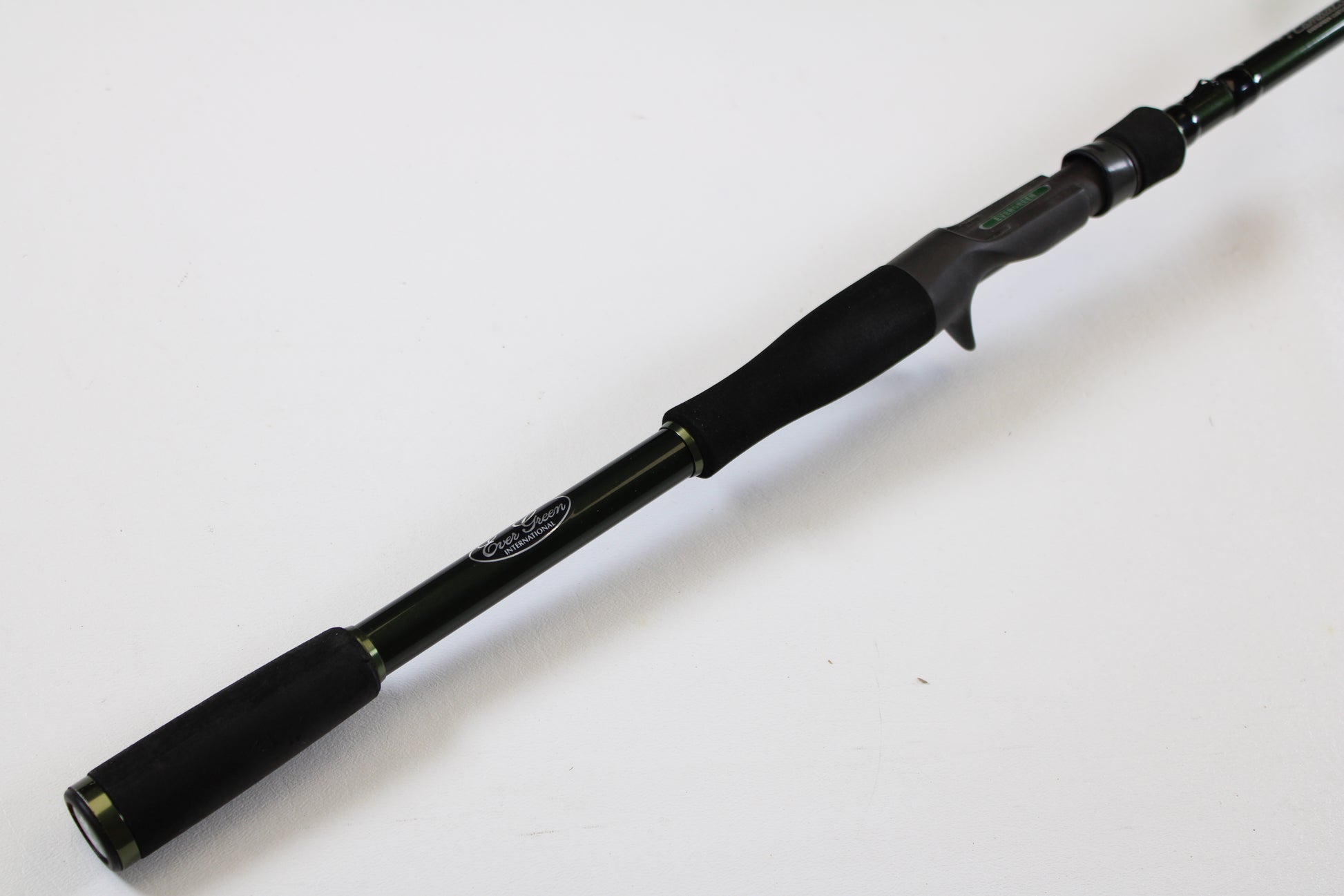 A close-up of the Evergreen International Combat Stick RCTC-70MHG 7'0" Medium Heavy Glass Used Casting Rod in excellent condition—ideal for those interested in used gear or using store credit from our rod and reel trade-in program.