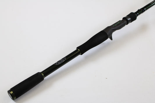 A close-up of the Evergreen International Combat Stick RCTC-70MHG 7'0" Medium Heavy Glass Used Casting Rod in excellent condition—ideal for those interested in used gear or using store credit from our rod and reel trade-in program.
