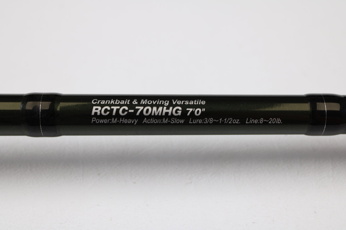 A detailed view of the Evergreen Combat Stick RCTC-70MHG Crankbait & Moving Versatile 7'0" Medium Heavy Glass used casting rod in excellent condition—perfect for gear collectors or those maximizing trade-in store credit.