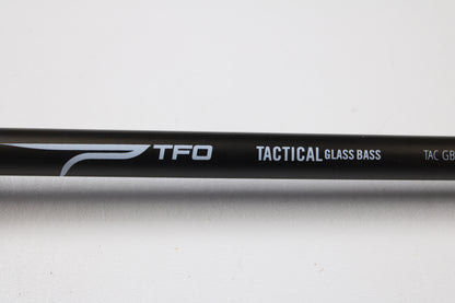 A close-up of the Temple Fork TFO Tactical Glass Bass TACGBCB745-1 7'4" Medium Heavy used casting rod in excellent condition. Trade in your gear for store credit with our Rod and Reel Trade-In Program.
