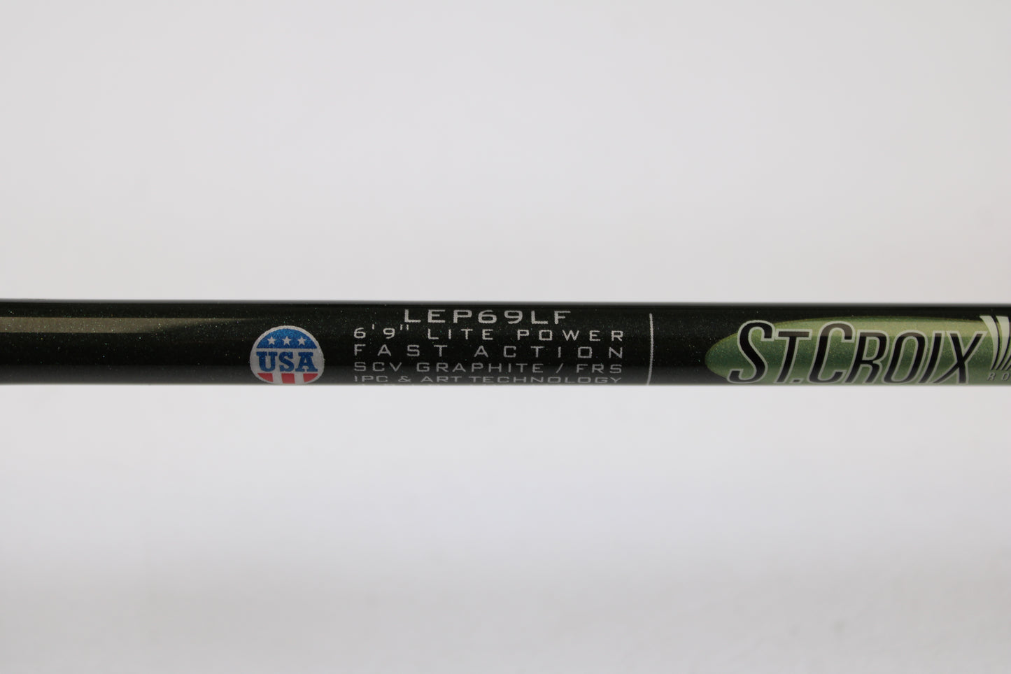 Close-up of a St. Croix Legend Elite Panfish LEP69LF 6'9" Light Used Spinning Rod in excellent condition—ideal for our Rod and Reel Trade-In Program to earn store credit toward used gear.