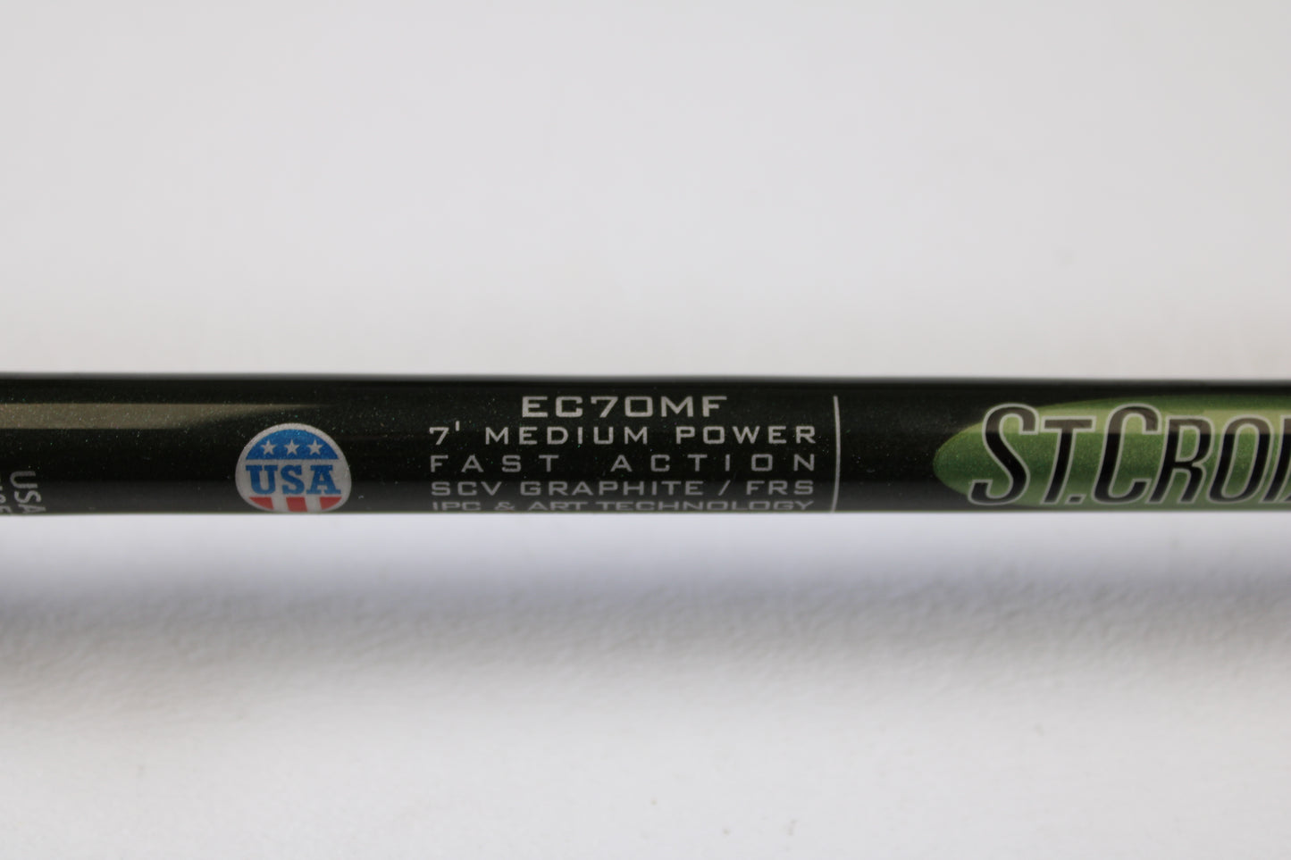 Close-up of a St. Croix Legend Elite EC70MF 7'0" Medium Used Casting Rod in excellent condition—ideal for anglers trading in gear for store credit through our Rod and Reel Trade-In Program.