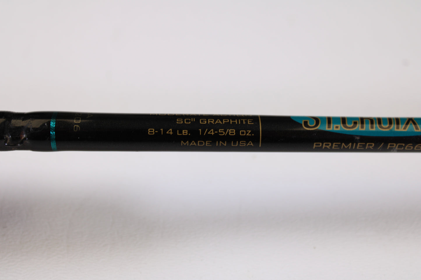 Close-up of a St. Croix Premier Crankbait PC66MM 6'6" Medium Used Casting Rod in very good condition—ideal for those interested in used gear or our Rod and Reel Trade-In Program.