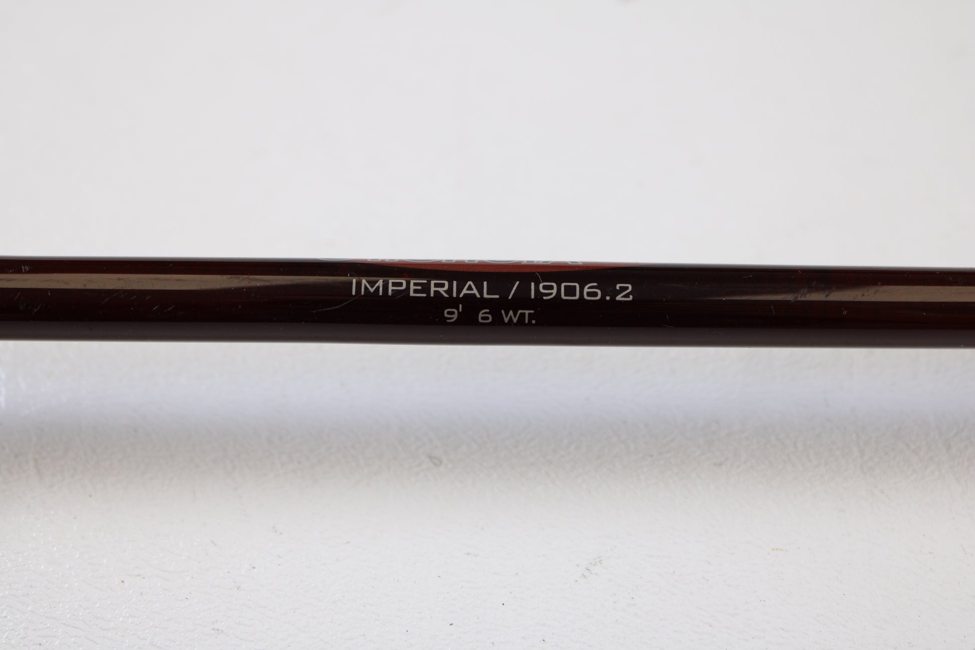 A close-up of a St. Croix Imperial I906.2 9'0" 6wt 2 Piece Used Fly Rod in very good condition, perfect for those interested in our Rod and Reel Trade-In Program to upgrade or earn store credit on used gear.