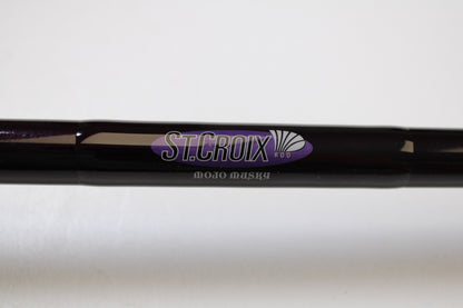 Close-up of a St. Croix Mojo Musky MJM80MHF 8'0" Medium Heavy Used Casting Rod in mint condition—ideal for anglers upgrading with our Rod and Reel Trade-In Program.