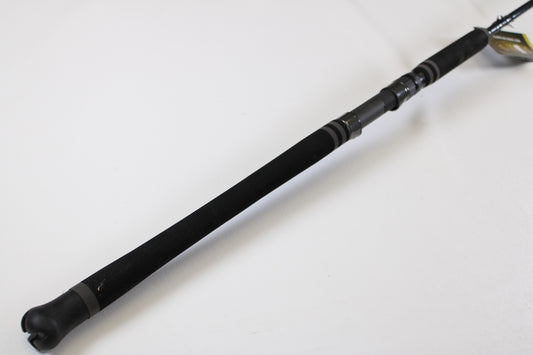 A close-up of the handle and lower section of a St. Croix Rift RIFSC73MHMF 7'3" Medium Heavy Used Conventional Rod in mint condition—ideal for those interested in our rod and reel trade-in program or store credit for used St. Croix gear.