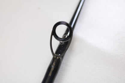 Close-up of the guide ring on a used St. Croix Rift RIFSC73MHMF 7'3" Medium Heavy Conventional Rod—mint condition—ideal for anglers seeking quality gear and great value from St. Croix.