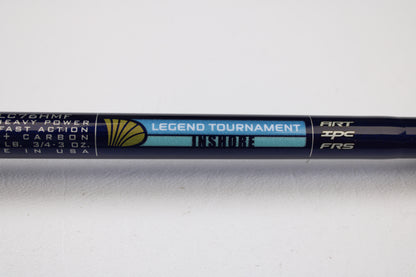 Close-up of a St. Croix Legend Tournament Inshore ITLC76HMF 7'6" Heavy Used Casting Rod in mint condition—ideal for upgrading with store credit or trading in used gear.