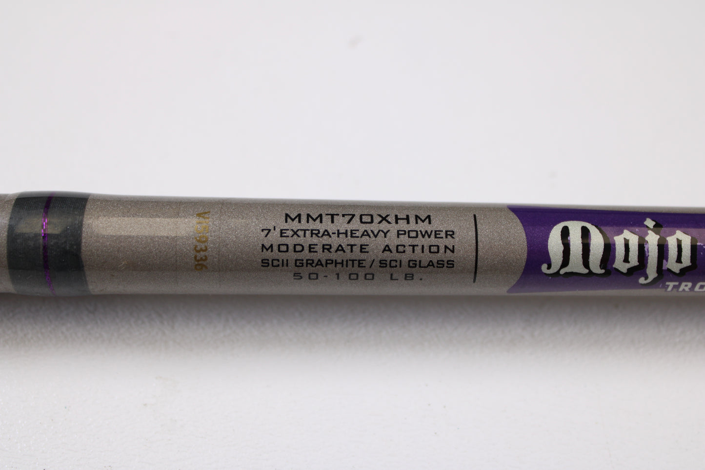 Mint condition St. Croix Mojo Musky Trolling MMT70XHM 7'0" Extra-Heavy used casting rod (silver/purple, 50-100 lb., SCIII Graphite/SCI Glass) available for store credit through our Rod and Reel Trade-In Program.