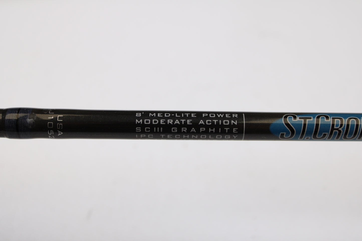 Close-up of a St. Croix Avid AVS80MLM2 8' Medium Light 2-Piece Used Spinning Rod in excellent condition. Ideal for those trading in gear with our Rod and Reel Trade-In Program for store credit.