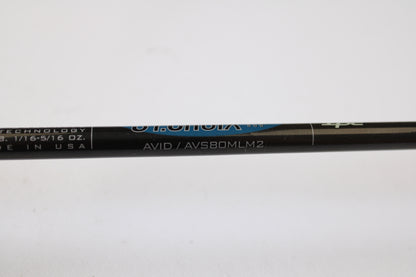 Close-up of a St. Croix Avid AVS80MLM2 8'0" Medium Light 2 Piece Used Spinning Rod in excellent condition—upgrade with our Rod and Reel Trade-In Program to get store credit for your used gear.