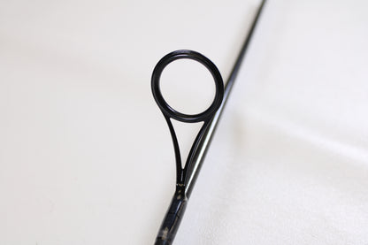 Close-up of the guide on a St. Croix Avid AVS80MLM2 8'0" Medium Light Used Spinning Rod in excellent condition. Ideal for anglers interested in our Rod and Reel Trade-In Program or seeking quality pre-owned St. Croix gear.