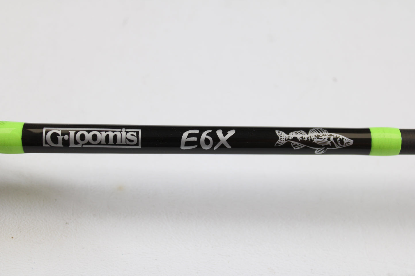 Close-up of a mint condition G. Loomis E6X Walleye 782 2S WUR 6’6” Medium 2 Piece used spinning rod—ideal for anglers seeking trade-in or store credit options.