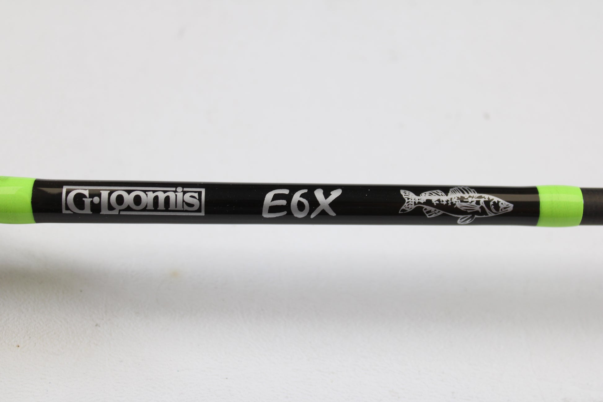 Close-up of a mint condition G. Loomis E6X Walleye 782 2S WUR 6’6” Medium 2 Piece used spinning rod—ideal for anglers seeking trade-in or store credit options.