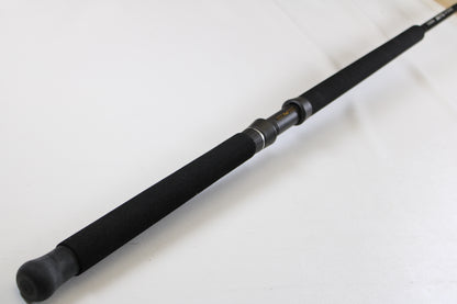 A detailed look at the G. Loomis IMX-PRO Offshore 90-80 7'6" XXH Used Casting Rod in mint condition—ideal for upgrading through our Rod and Reel Trade-In Program for store credit.