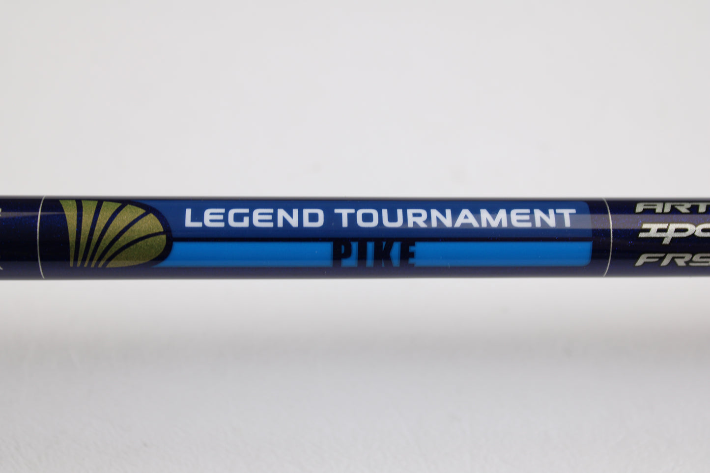 A close-up of a St. Croix Legend Tournament Pike LTPC244XHF2 Big Spinnerbait Topwater 8'0" XH 2 Piece used casting rod in mint condition with "LEGEND TOURNAMENT PIKE" text and logo—ideal for your next trade-in or used gear collection.