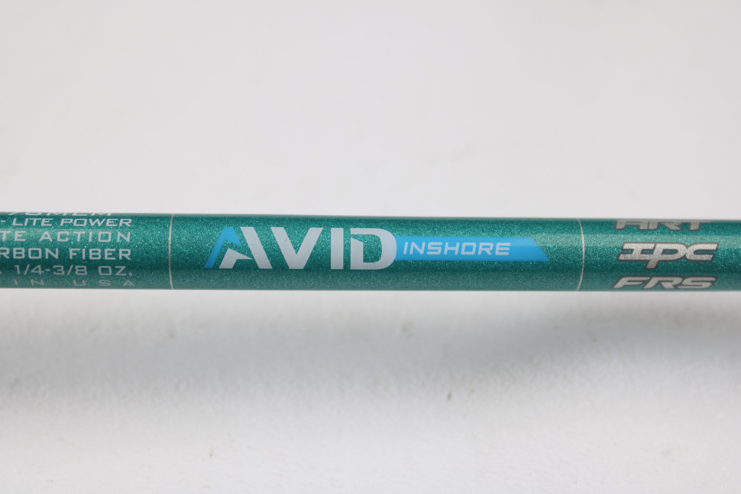 A close-up of the St. Croix Avid Inshore ASIC76MLM 7'6" Medium Light Used Casting Rod in mint condition, ideal for upgrading through our rod and reel trade-in program.