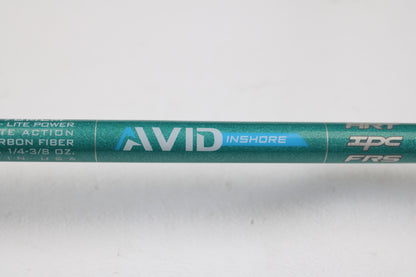 A close-up of the St. Croix Avid Inshore ASIC76MLM 7'6" Medium Light Used Casting Rod in mint condition, ideal for upgrading through our rod and reel trade-in program.