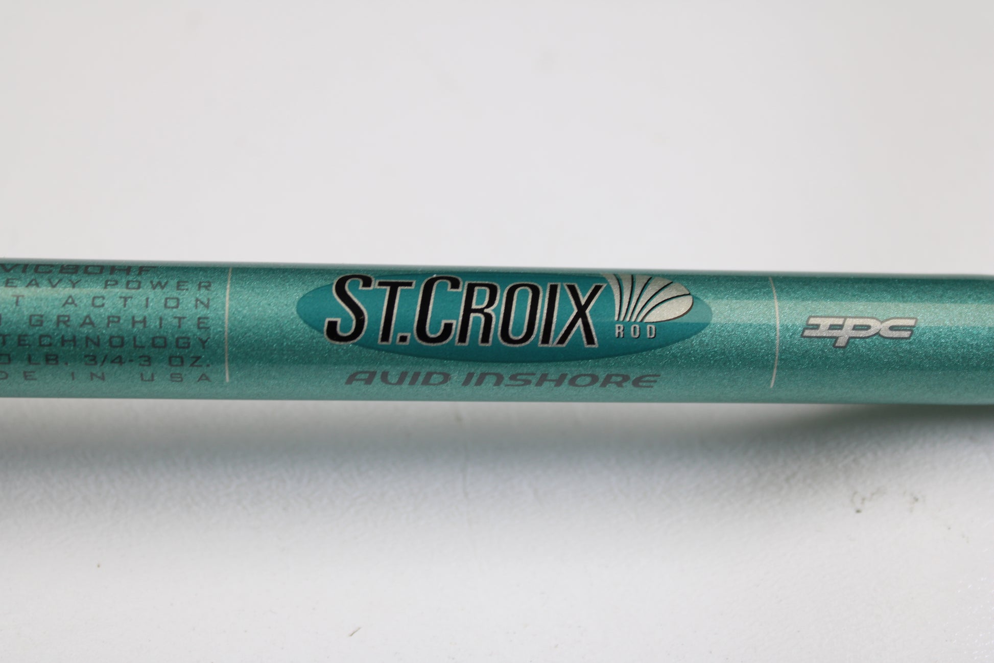 Close-up of the St. Croix Avid Inshore VIC80HF 8'0" Heavy Used Casting Rod in mint condition—ideal for anglers seeking premium used gear or looking to trade in rods and reels for store credit.