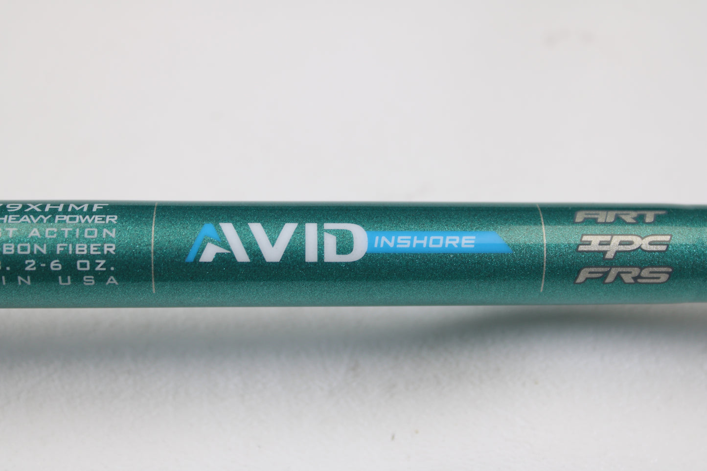 Close-up of a St. Croix Avid Inshore ASIC79XHMF 7'9" Extra Heavy used casting rod, mint condition—ideal for our rod and reel trade-in program or earning store credit on used gear.