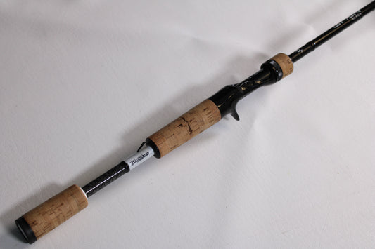 A close-up of the 13 Fishing Omen Black 3 OB3C71M 7'1" Medium Used Casting Rod—Very Good Condition, perfect for our trade-in program where you can earn store credit on used 13 Fishing gear.