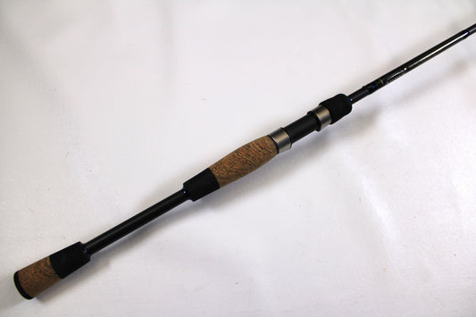 The Kistler Helium MIC-HESHTB70MHS 7'0" Medium Heavy Used Spinning Rod, in excellent condition, is ideal for upgrading your fishing gear or trading in through the Rod and Reel Trade-In Program.