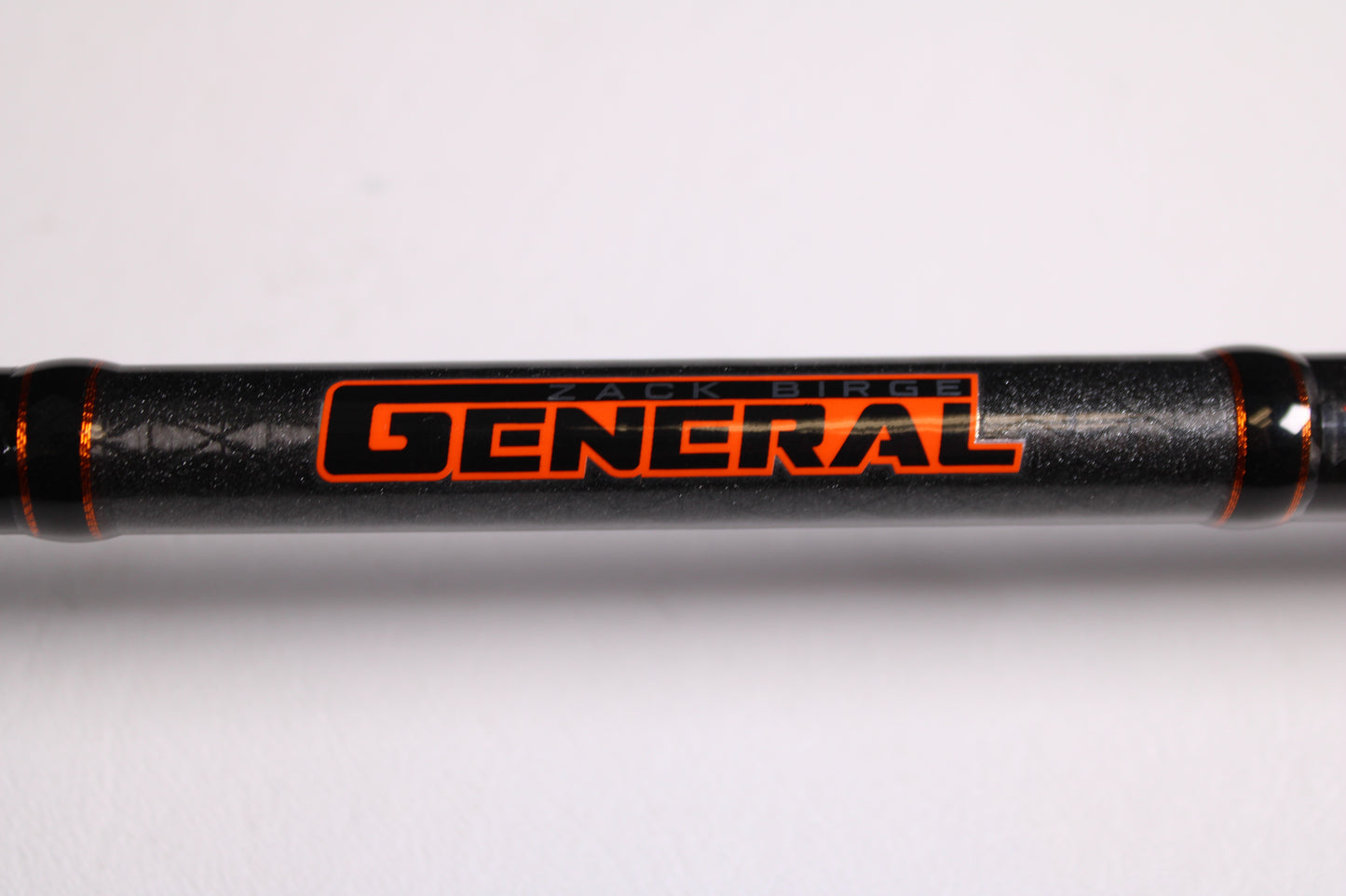 A close-up of the Favorite Fishing Rush Zach Birge RUHC-ZB-771H 7'7" Heavy used casting rod in excellent condition—ideal for anglers seeking quality gear or trading up through our rod and reel trade-in program.