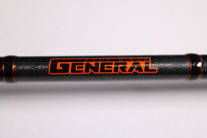 A close-up of the Favorite Fishing Rush Zach Birge RUHC-ZB-771H 7'7" Heavy used casting rod in excellent condition—ideal for anglers seeking quality gear or trading up through our rod and reel trade-in program.
