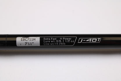 Close-up of a 13 Fishing Envy Black EBC711H 7'11" Heavy Casting Rod (used, very good condition)—ideal for anglers upgrading through our rod and reel trade-in program.