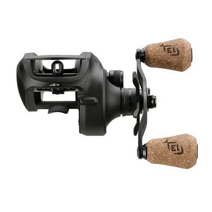 The 13 Fishing Concept A3 Gen II Casting Reel Left Hand 8.1:1 (CA3-8.1-LH) is a black, low-profile reel with cork handles, modern compact design, visible branding, and adjustment knobs for precise saltwater fishing control.