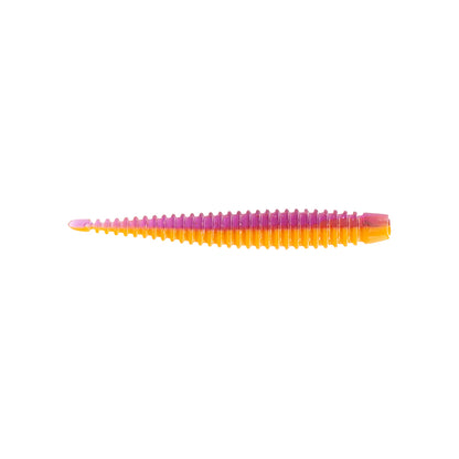 The 6th Sense Ned Boosa Worm is a ribbed, soft plastic finesse bait with a tapered shape and gradient orange-to-pink-to-purple color, ideal for bass fishing; shown here on a white background.