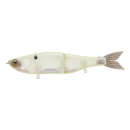 The 6th Sense Draw Glide Baits by 6th Sense are transparent, jointed swimbaits shaped like small fish, featuring segmented bodies and detailed tail fins for realistic, slow-sinking action that mimics real bait movement.